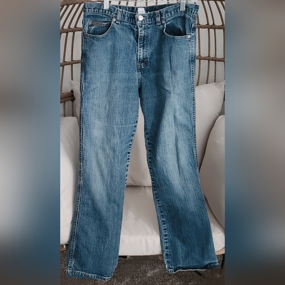 Calvin Klein Jeans Sz 14 Blue Denim Mom Classic High Rise Tapered Preppy Y2k